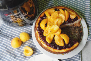 CHEESECAKE PROTEICO DE ARÁNDANOS Y DAMASCO
