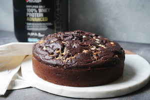 PASTEL PROTEICO DE CHOCOLATE Y BANANO