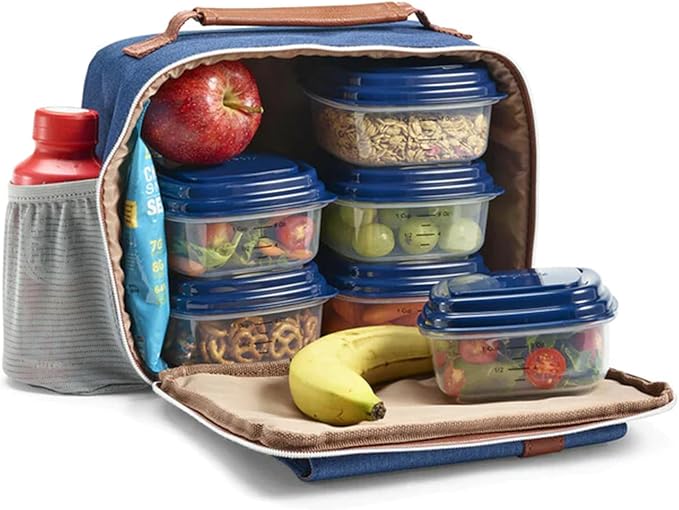 Fit +Fresh Foundry Horizontal Flap Lunch Bag Kit 6 Snack Containers