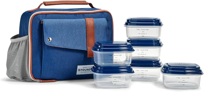 Fit +Fresh Foundry Horizontal Flap Lunch Bag Kit 6 Snack Containers