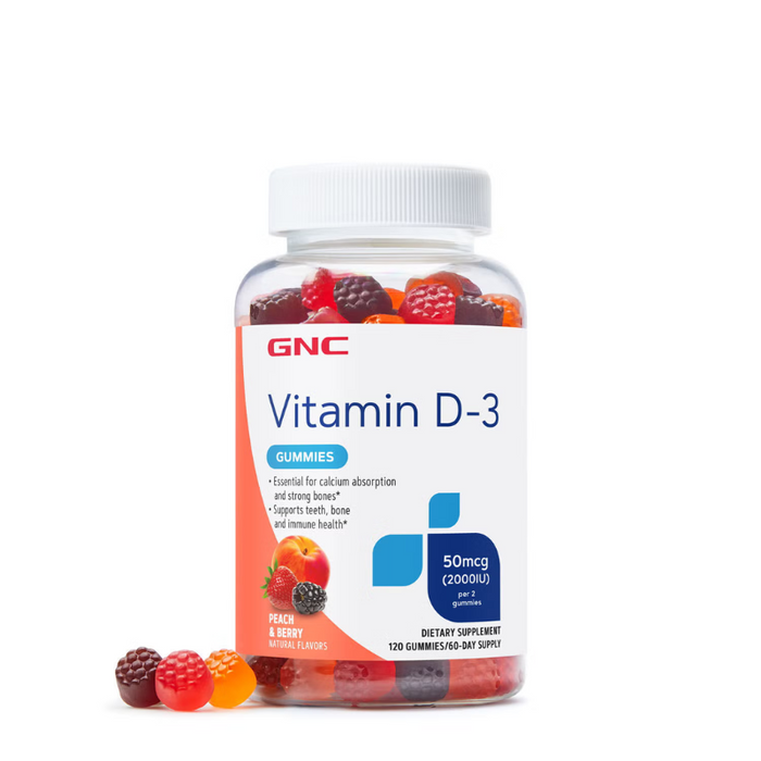GNC Vitamin D-3 Gummies Peach & Berry 2000 IU