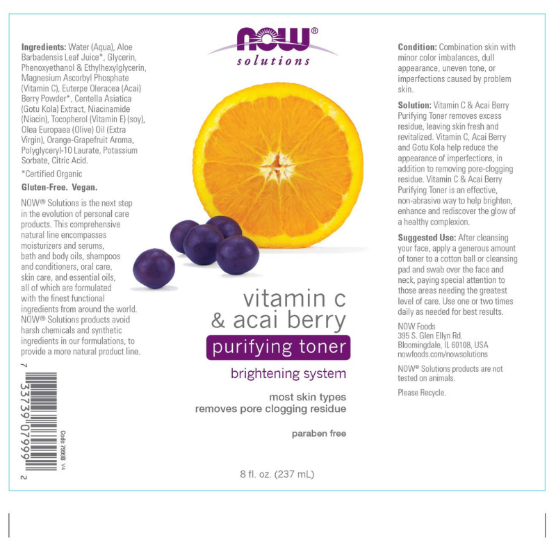 Now® Solutions - Purifying Toner Vitamin C & Acai Berry 8 Oz.